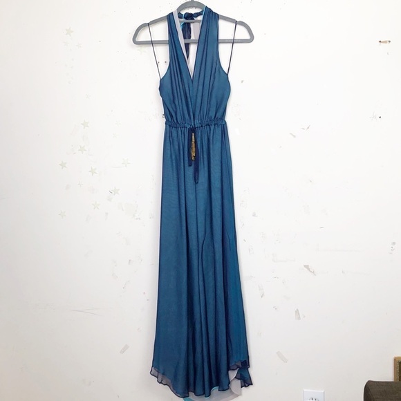 RAMY Brook Daphne Silk layered halter back Maxie dress - Picture 9 of 12